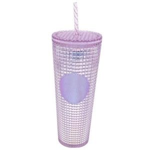 2020 New Starbucks 24 oz Iridescent Pink Grid Disco Cold Cup Tumbler Valentine